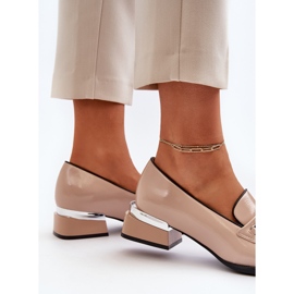 Vinceza Zapatos Mujer Charol Tacón Bajo Beige Albreide 7