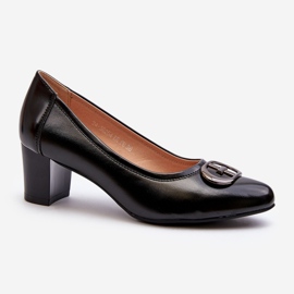 Vinceza Zapatos de tacón bajo Aeliris negros con decoración 1