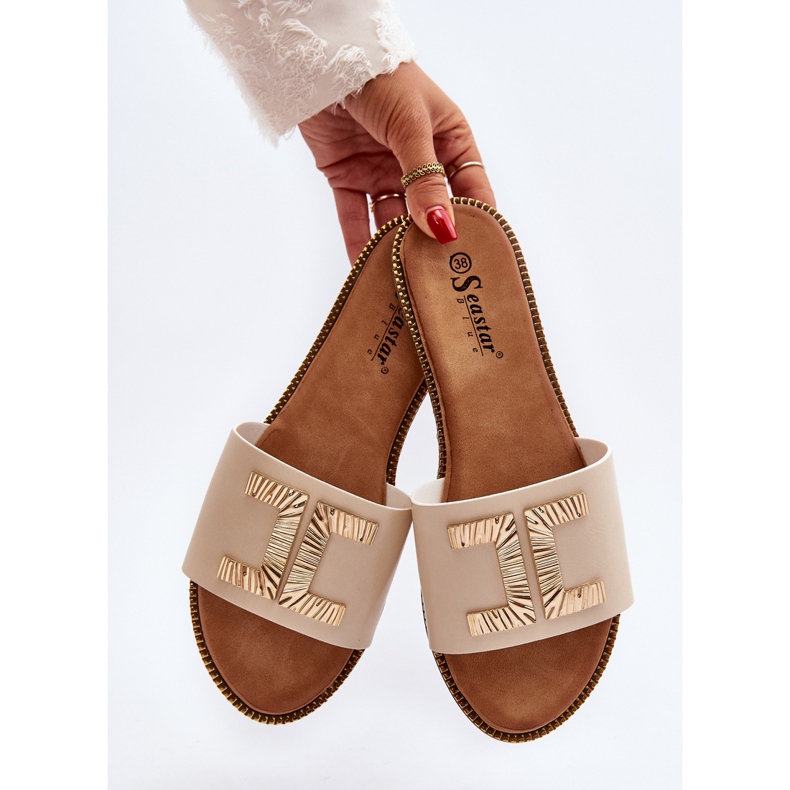 Seastar Chanclas de Mujer Beige Con Decoración Ollavia 1