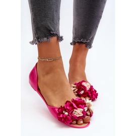 Bailarinas De Mujer De Goma Con Flores Fucsia Junikla rosado 5