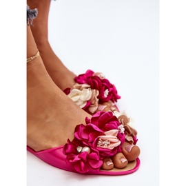 Bailarinas De Mujer De Goma Con Flores Fucsia Junikla rosado 4