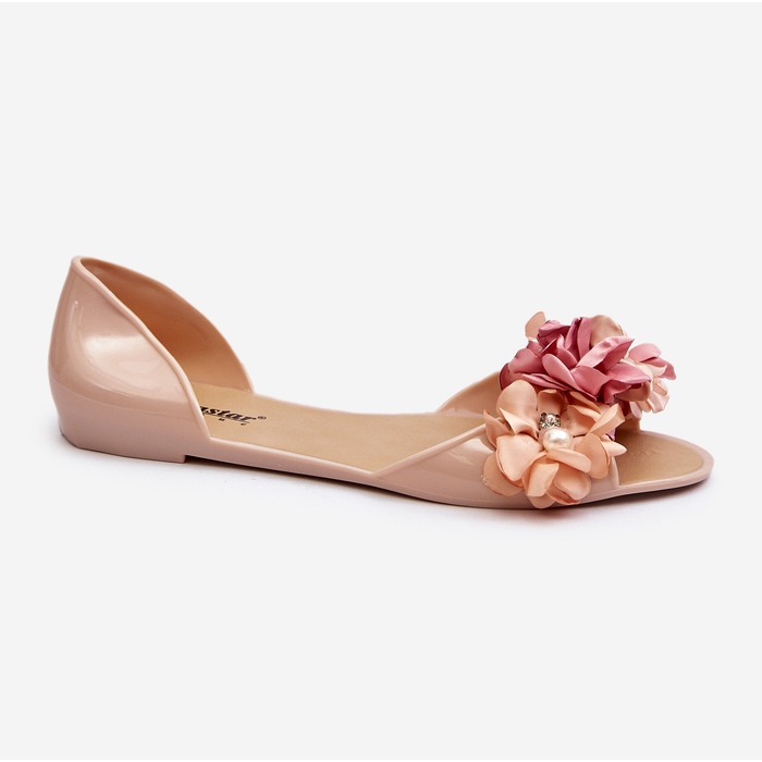 Bailarinas De Mujer De Goma Con Flores, Beige Junikla 1