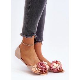 Bailarinas De Mujer De Goma Con Flores, Beige Junikla 2