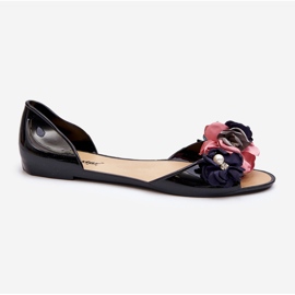 Bailarinas De Mujer De Goma Con Flores Negro Junikla 1
