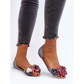 Bailarinas De Mujer De Goma Con Flores Gris Junikla 5