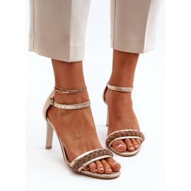 Zazoo 3328/2 Sandalias Mujer Piel Con Tacón Alto, Dorado 6