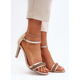 Zazoo 3328/2 Sandalias Mujer Piel Con Tacón Alto, Dorado 3