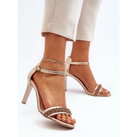 Zazoo 3328/2 Sandalias Mujer Piel Con Tacón Alto, Dorado 4