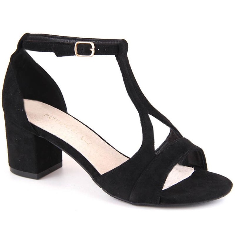 Sandalias de tacón de ante Potocki W WOL224A, negro 1
