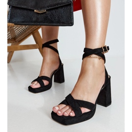 Sandalias Salla tacón alto ante negro 2