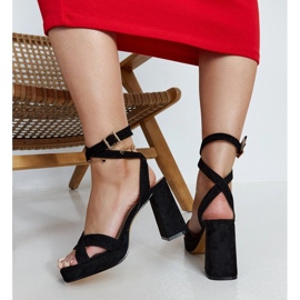 Sandalias Salla tacón alto ante negro 4