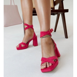 Sandalias Salla de tacón alto en ante rosa oscuro rosado 1