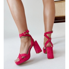 Sandalias Salla de tacón alto en ante rosa oscuro rosado 3