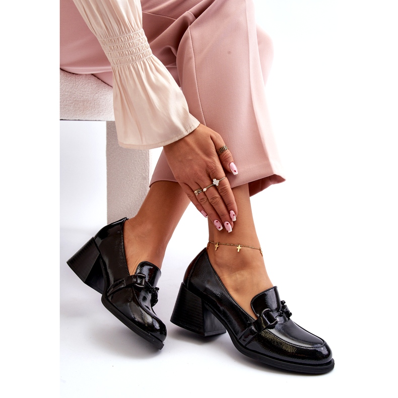 Vinceza Zapatos de tacón alto de charol negro 1