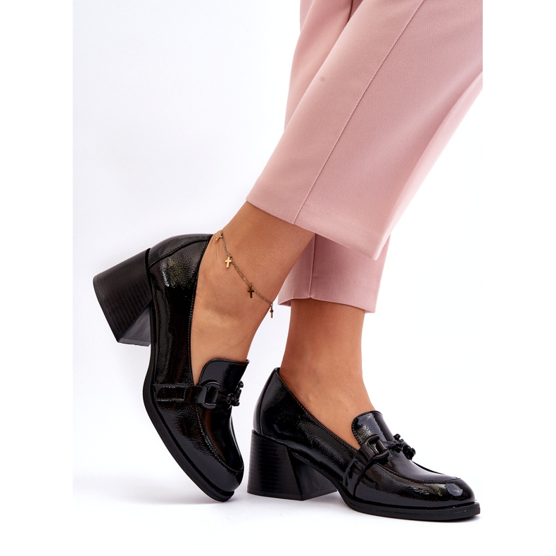 Vinceza Zapatos de tacón alto de charol negro 2