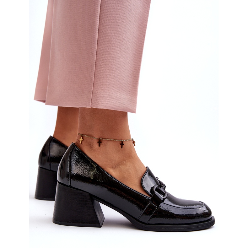 Vinceza Zapatos de tacón alto de charol negro 4