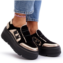 Zazoo 1833 Zapatillas De Mujer De Piel Con Suela Maciza, Negro 9