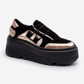 Zazoo 1833 Zapatillas De Mujer De Piel Con Suela Maciza, Negro 1
