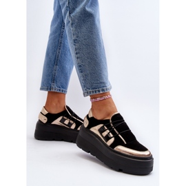 Zazoo 1833 Zapatillas De Mujer De Piel Con Suela Maciza, Negro 6