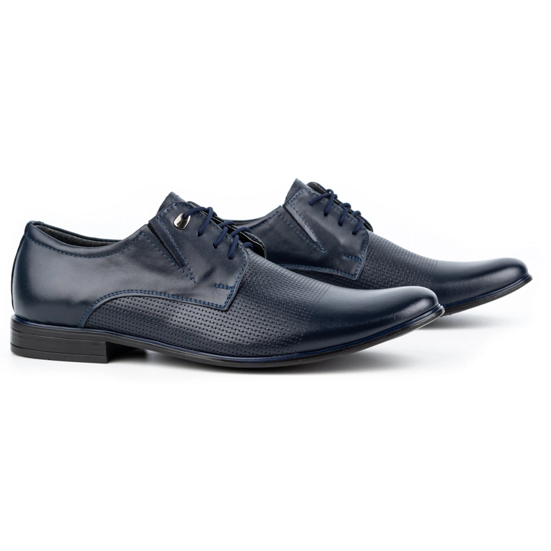 Olivier Zapatos elegantes de piel para hombre 302T3, azul marino 2