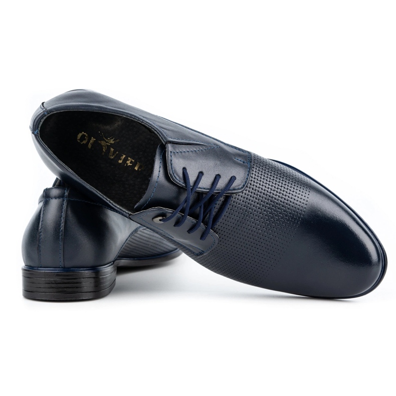 Olivier Zapatos elegantes de piel para hombre 302T3, azul marino 3