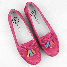 Mocasines mujer piel ante con flecos fucsia Filippo DP6136 rosado 4