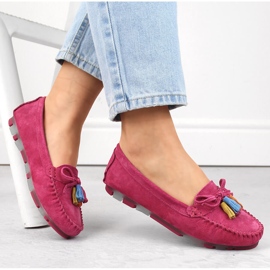 Mocasines mujer piel ante con flecos fucsia Filippo DP6136 rosado 5
