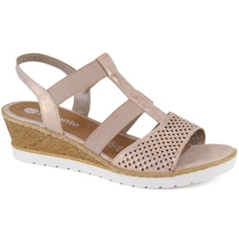 Rieker Sandalias cuña cómodas Remonte W RKR667, oro rosa rosado 1