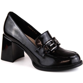 Zapatos tacón bajo Vinceza W JAN294 charol negro 1
