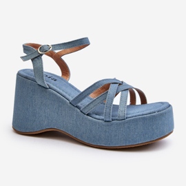Sandalias de cuña y plataforma Oporia azules 3