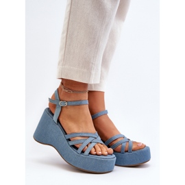 Sandalias de cuña y plataforma Oporia azules 4