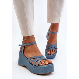 Sandalias de cuña y plataforma Oporia azules 6