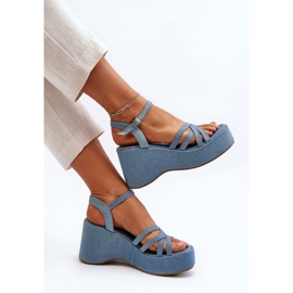 Sandalias de cuña y plataforma Oporia azules 2