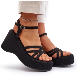 Sandalias de cuña y plataforma Oporia negras negro 10