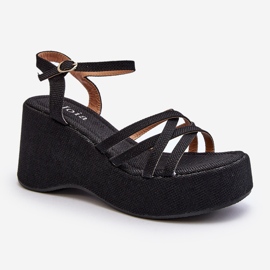 Sandalias de cuña y plataforma Oporia negras negro 2