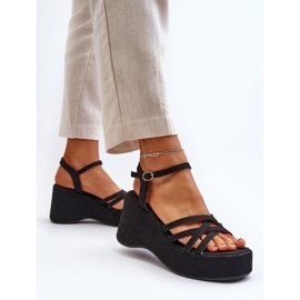 Sandalias de cuña y plataforma Oporia negras negro 6