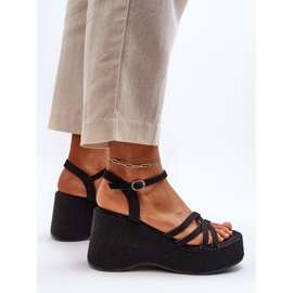 Sandalias de cuña y plataforma Oporia negras negro 7
