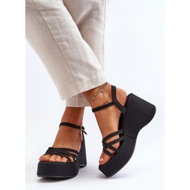 Sandalias de cuña y plataforma Oporia negras negro 8