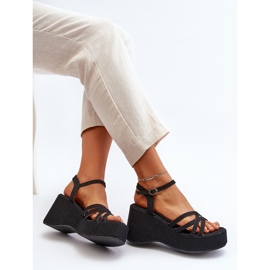 Sandalias de cuña y plataforma Oporia negras negro 1