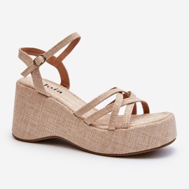 Sandalias beige claro con plataforma y cuña Oporia 3