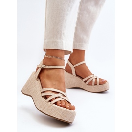 Sandalias beige claro con plataforma y cuña Oporia 5