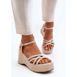 Sandalias beige claro con plataforma y cuña Oporia 6