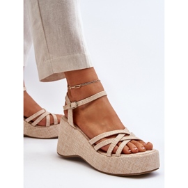 Sandalias beige claro con plataforma y cuña Oporia 7