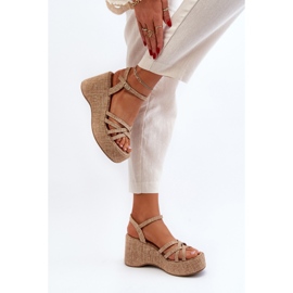 Sandalias de plataforma y cuña beige Oporia 7