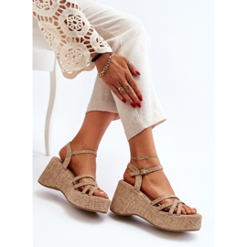 Sandalias de plataforma y cuña beige Oporia 1