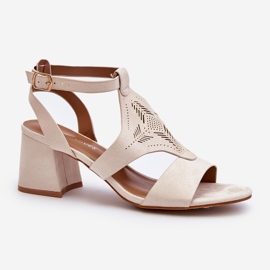 Sandalias Tacón Bajo Beige Eleriva 1