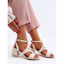 Sandalias Tacón Bajo Beige Eleriva 8