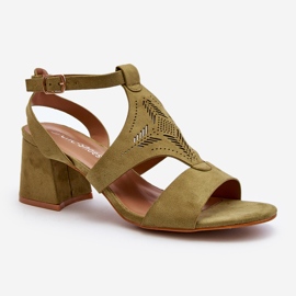 Sandalias Tacón Bajo Verde Eleriva 1
