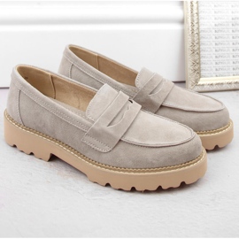 Zapatos de piel ante mocasines mujer color topo Filippo DP6090 beige 2
