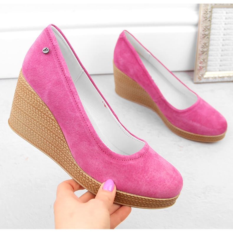 Zapatos cuña mujer piel ante fucsia Filippo DP3521 rosado 1 Zapatos cuña mujer piel ante fucsia Filippo DP3521 rosado 1